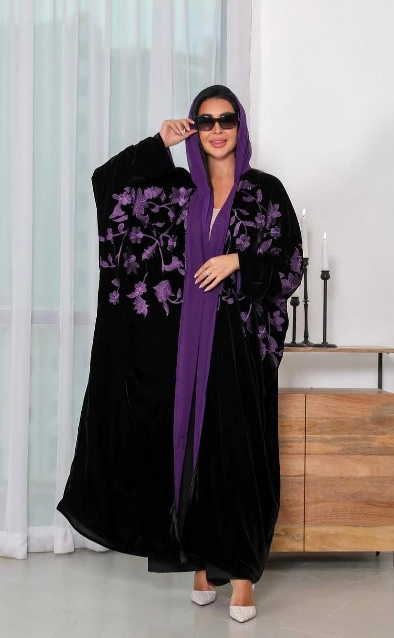 Royal Orchid Velvet Abaya