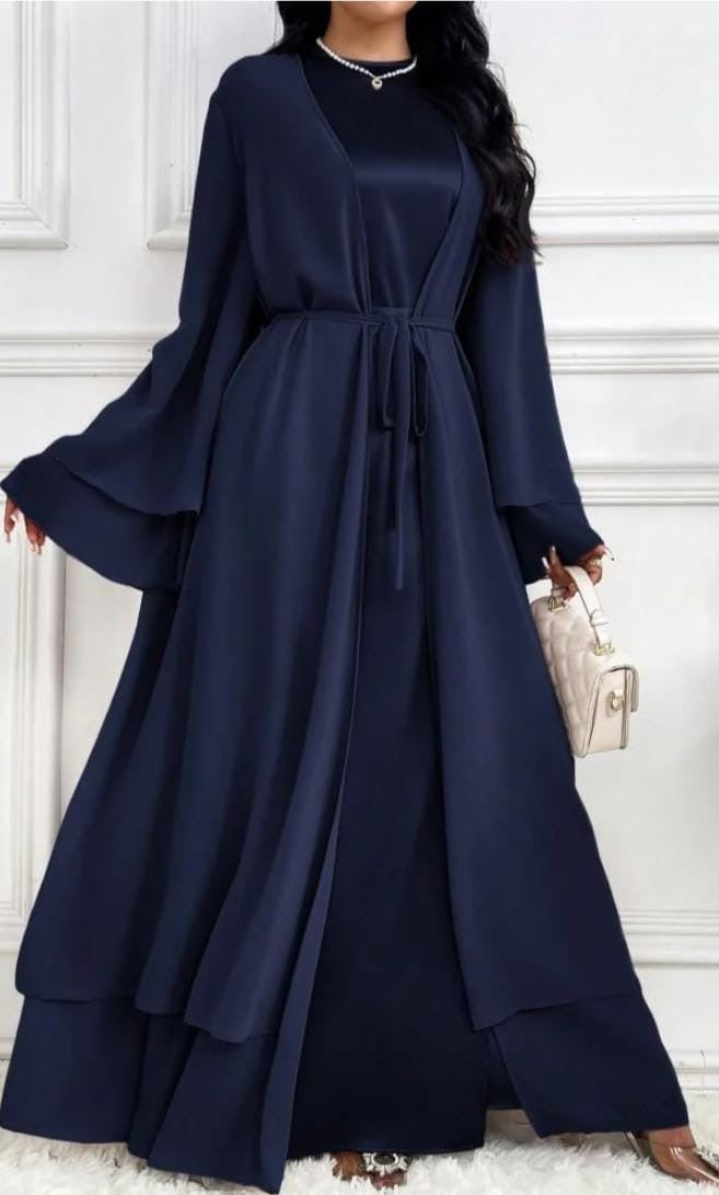 Navy Blue Layered Abaya Set