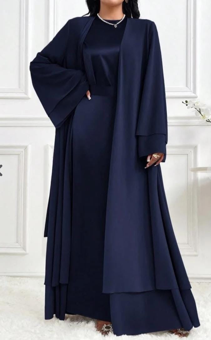 Navy Blue Layered Abaya Set